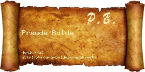 Prauda Bolda névjegykártya